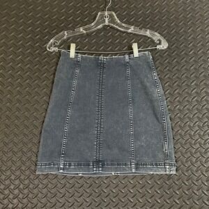 Free People Gray Denim Pencil Jean Mini Skirt Zip Women's Size 4